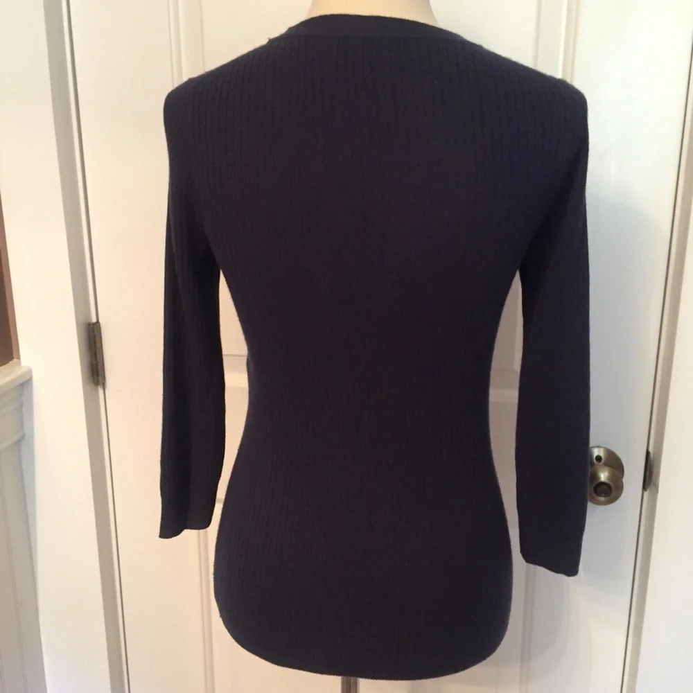 J. CREW SWEATER CREW NECK CASHMERE BLUE RIBBED Size XS